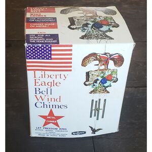 Vintage July 4TH Patriotic Liberty Eagle Bell Wind Chimes - HTF! Reliance